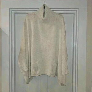 VTG Von Saken Oversized Cotton Long Sleeve Sweater USA Cream Size XXL